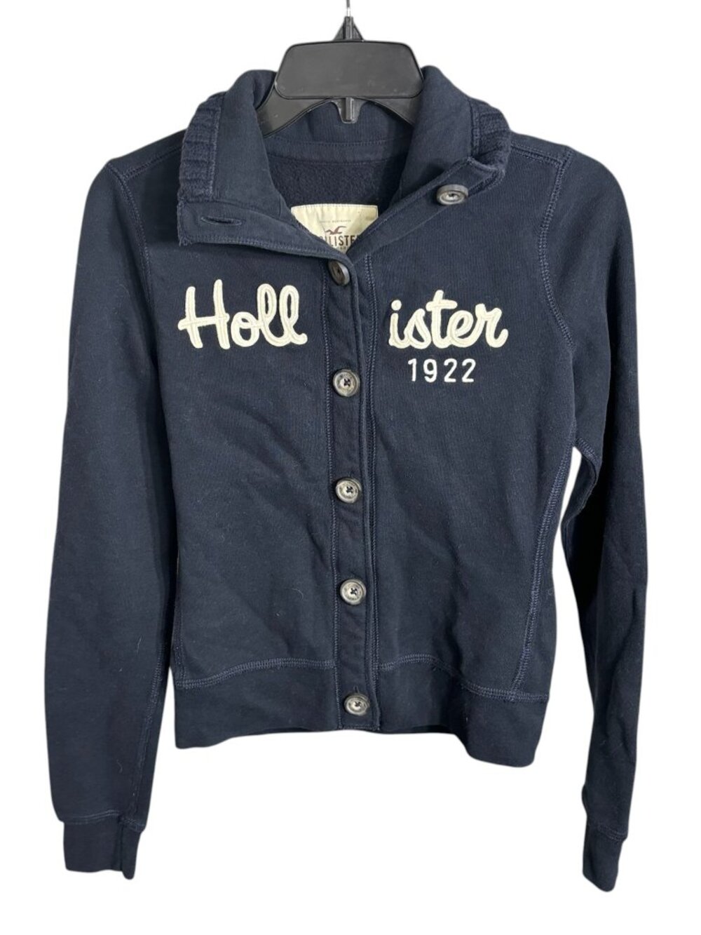 Hollister Sweater Jacket Button Logo Navy Size Small